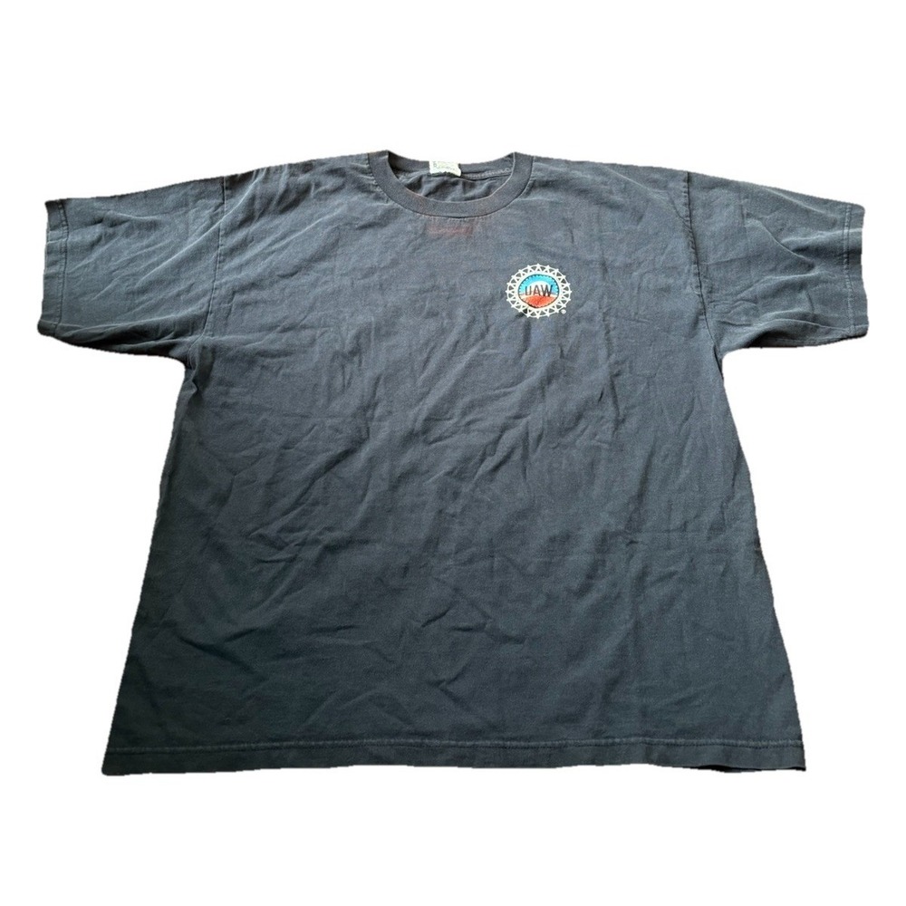 Vintage 90s Union Labor Strike Shirt UAW Auto Workers Distressed Detroit USA 2XL